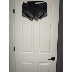 Express Raw Hem Denim Jean Shorts Charcoal size 6